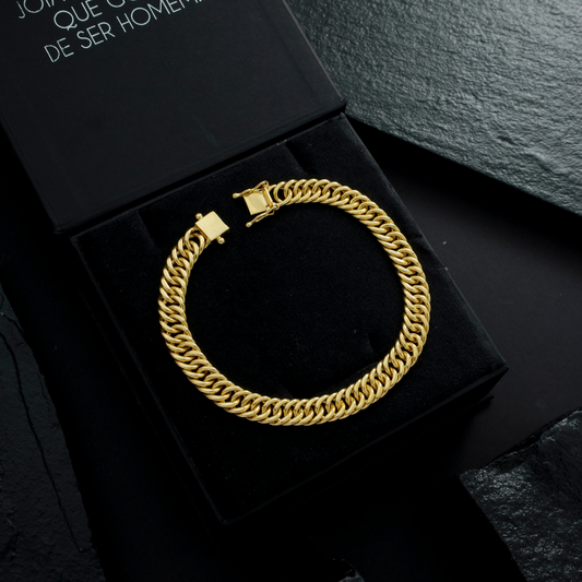 Pulseira Masculina Elo Duplo Fecho Gaveta 9mm