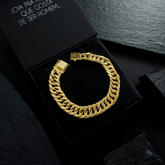 Pulseira Masculina Elo Duplo Fecho Gaveta 12mm