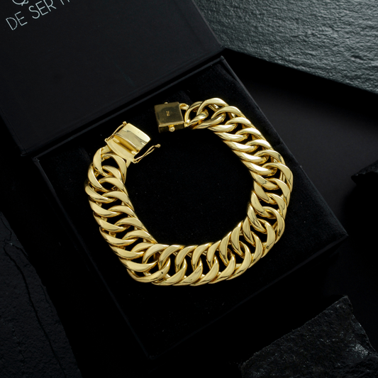 Pulseira Masculina Elo Duplo Fecho Gaveta 17mm