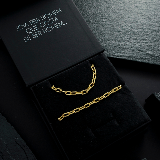 Conjunto Corrente Pulseira Masculina Cartier 6,5mm