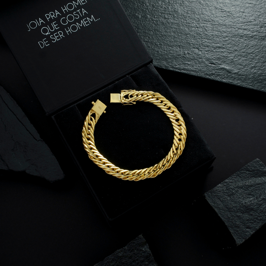 Pulseira Masculina Elo Triplo Fecho Gaveta 11mm