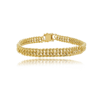 Pulseira Masculina Elo Duplo Fecho Gaveta 9mm