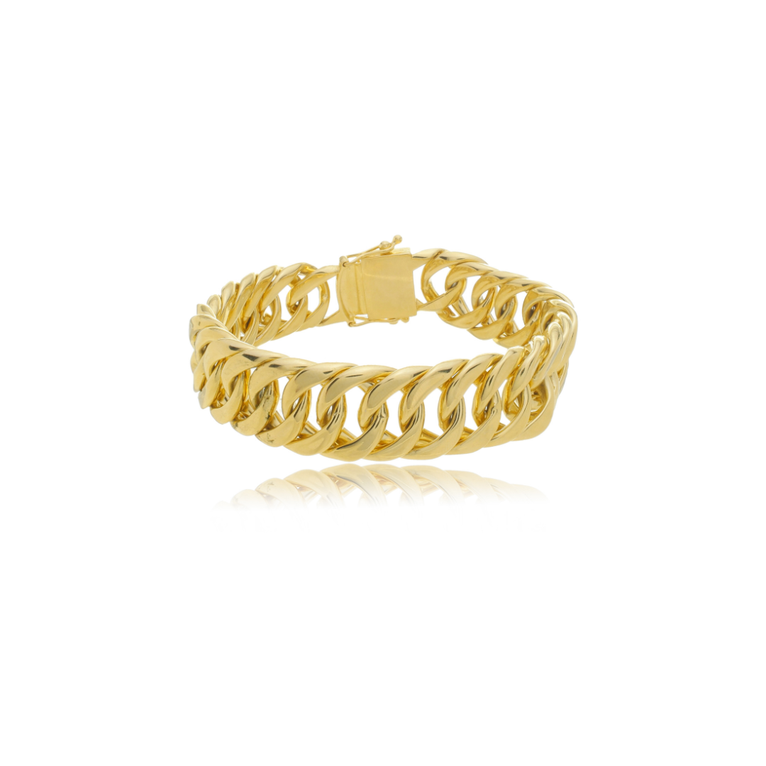 Pulseira Masculina Elo Duplo Fecho Gaveta 17mm