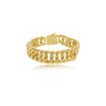 Pulseira Masculina Elo Duplo Fecho Gaveta 17mm