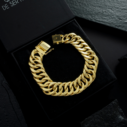 Pulseira Masculina Elo Duplo Fecho Gaveta 17mm