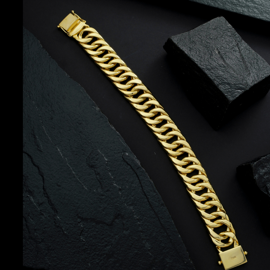 Pulseira Masculina Elo Duplo Fecho Gaveta 17mm